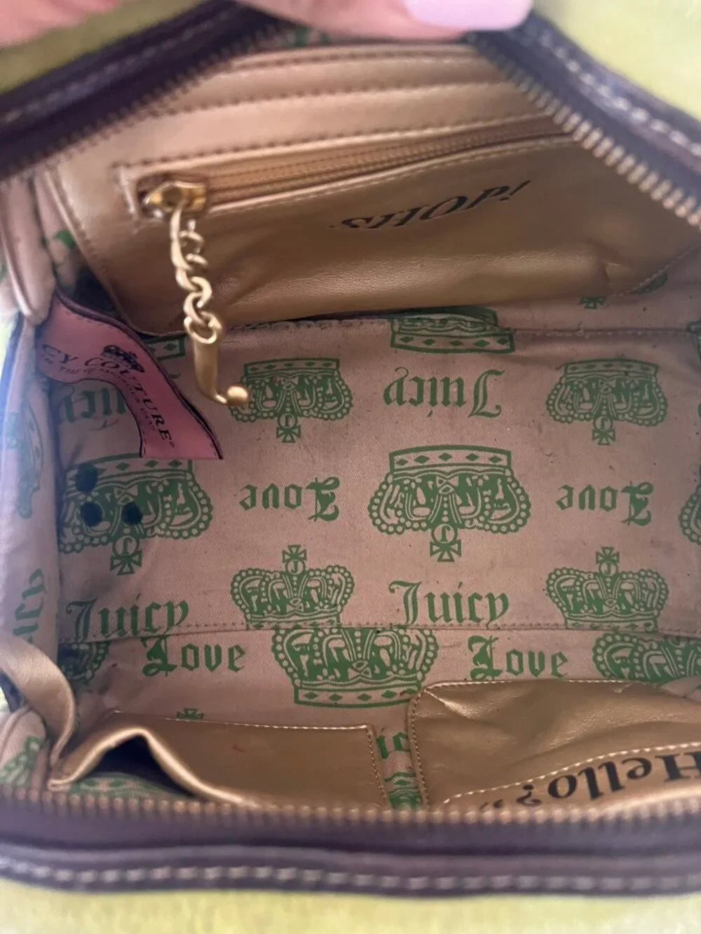 Y2K JUICY COUTURE BOWLER VELOUR SMALL EMBROIDERED SATCHEL BAG GREN